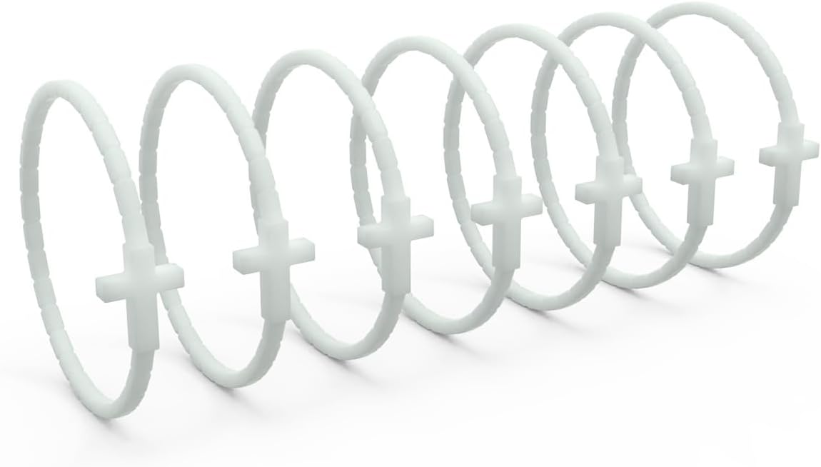 YalsFTY 7 Pcs Silicone Jesus Bracelets Cross Bracelet