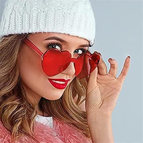 AEAHALY Heart Sunglasses for Women and Men Rimless Heart Shaped Sunglasses Bachelorette Bride Party Accessories