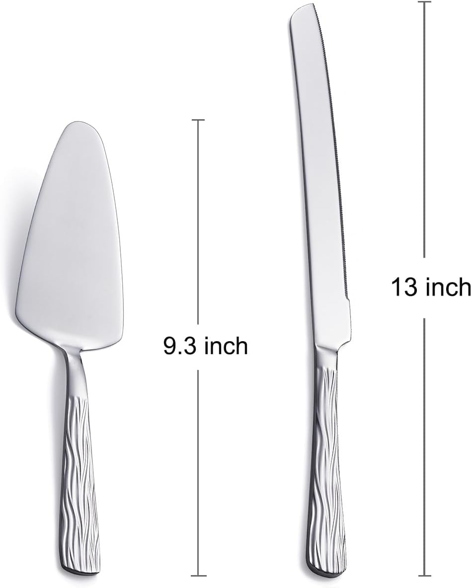 Black Cake Cutter Set, Stainless Steel Cake Cutting Utensils Include 13-inch Cake Knife and 9.3-inch Cake Server suitable for Weddings, Birthdays, and Anniversaries