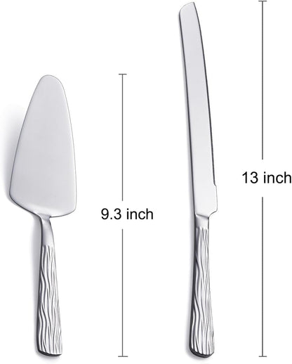 Black Cake Cutter Set, Stainless Steel Cake Cutting Utensils Include 13-inch Cake Knife and 9.3-inch Cake Server suitable for Weddings, Birthdays, and Anniversaries