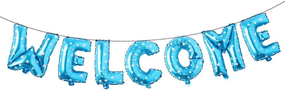 16 inch multicolor Welcome Balloon Banner Balloons Foil Letter Balloon Anniversary Celebration Party Decorations (L WELCOME GOLD)