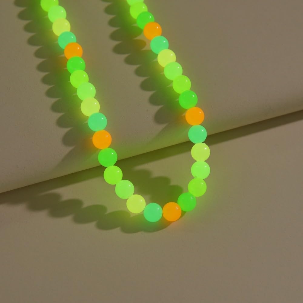 POYAMUSE Glow in the Dark Beads Necklace Luminous Acrylic UV Reactive Jewelry Color Changing Light Up Necklace
