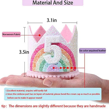 Birthday Rainbow Girl Crown, Birthday Hat for Event Party Supplies,Photo Props