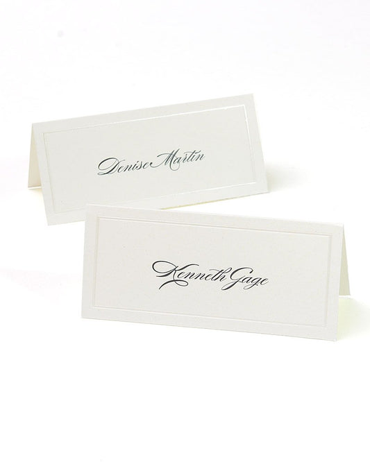 Gartner Studios Ivory Pearl Place Cards, Ivory Cardstock Table Placecards with Pearl Border for Wedding, Printable on Laser/Inkjet Printers, 210 GSM, 3.75” x 1.5” Folded, 48-Pack (83004)