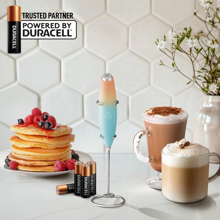 Zulay Kitchen Powerful Milk Frother Wand With Duracell Batteries - Ultra Fast Handheld Drink Mixer - Electric Whisk Foam Maker for Coffee, Lattes, Cappuccino & Matcha - Z1 Motor - Black - Colors D