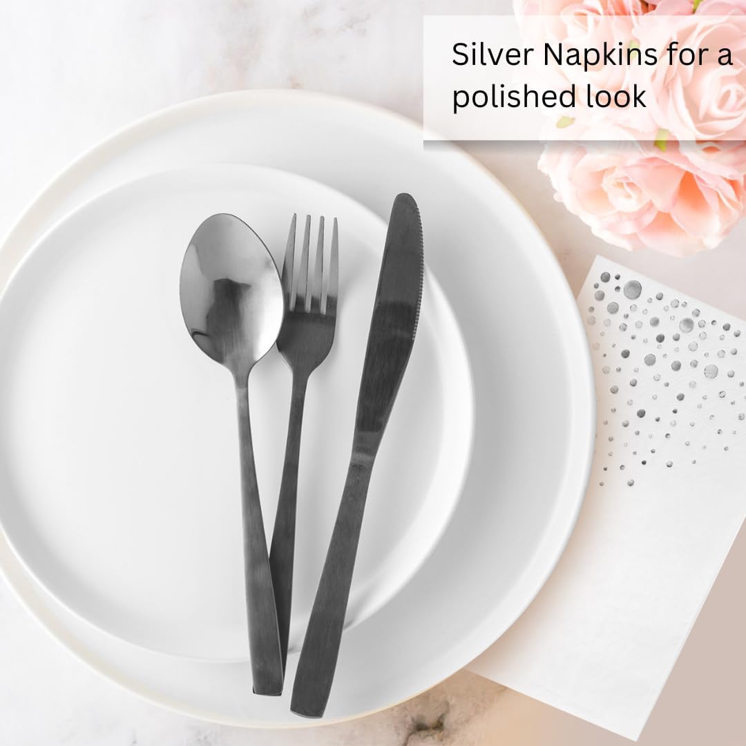 Stylish Gold Dinner Napkins, 100 White and Gold Napkins, Disposable Party Napkins, 7.5x4.25 Inch Wedding Napkins for Reception, 3-Ply Dinner Napkins, Disposable Napkins for Party, Gold Paper Napkins