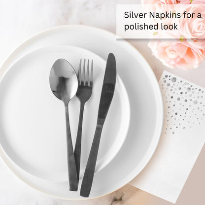 Stylish Gold Dinner Napkins, 100 White and Gold Napkins, Disposable Party Napkins, 7.5x4.25 Inch Wedding Napkins for Reception, 3-Ply Dinner Napkins, Disposable Napkins for Party, Gold Paper Napkins