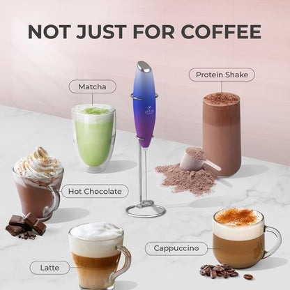 Zulay Kitchen Powerful Milk Frother Wand With Duracell Batteries - Ultra Fast Handheld Drink Mixer - Electric Whisk Foam Maker for Coffee, Lattes, Cappuccino & Matcha - Z1 Motor - Black - Colors B