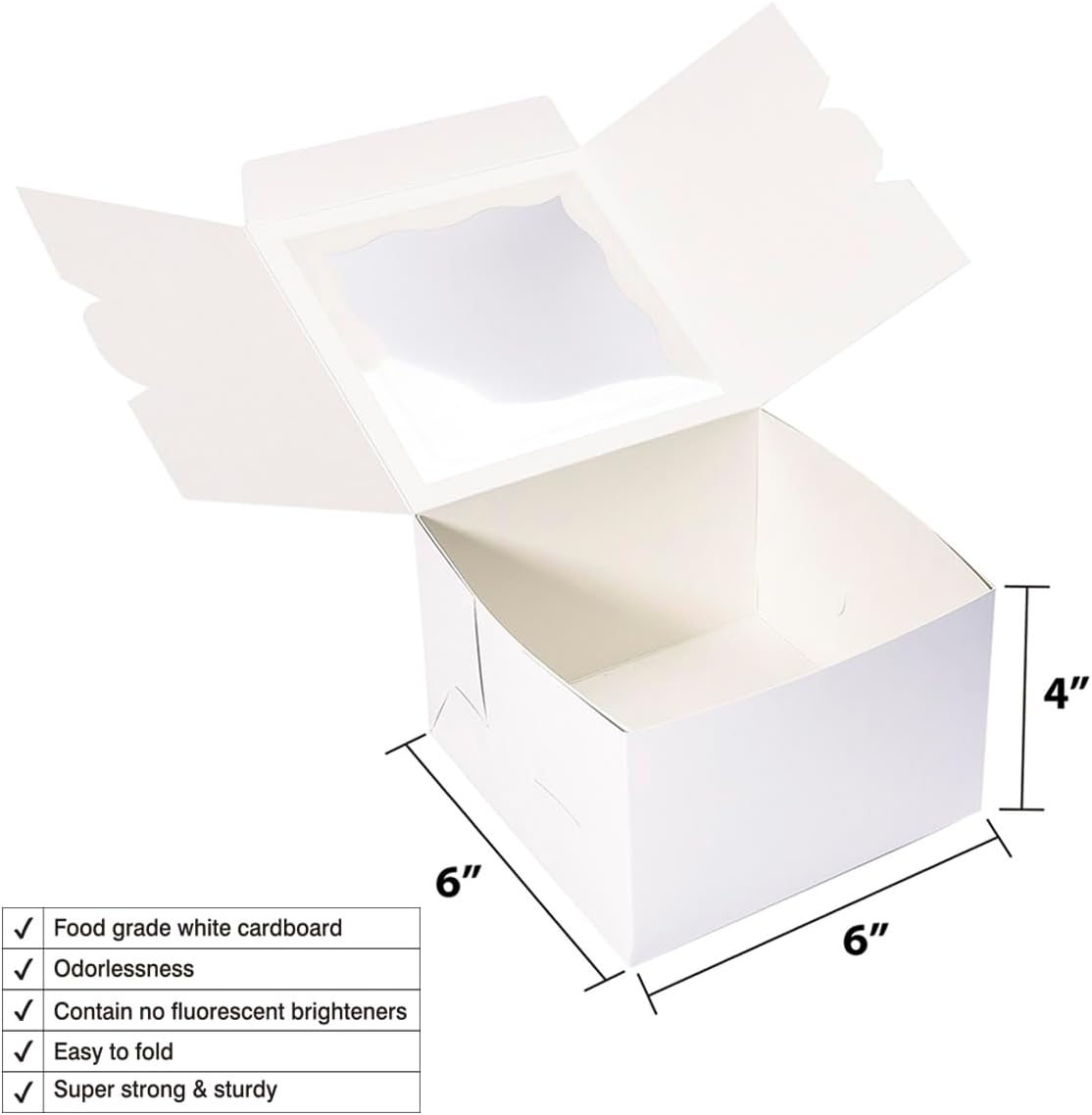 Cookie Boxes with Window 4.5x4.5x3 Inch-50 Pack,White Bakery Boxes,Mini Treat Boxes for Mini Bundt Cake and Individual Cheesecakes