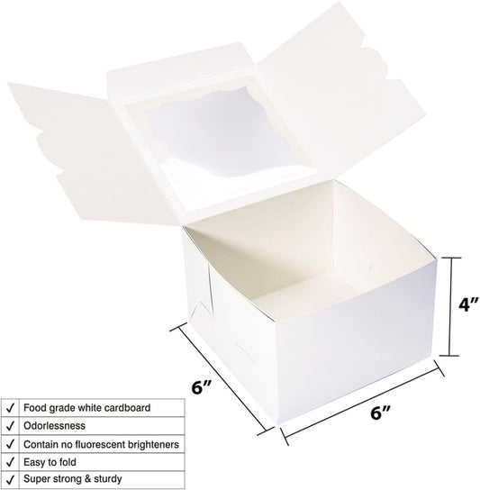 Cookie Boxes with Window 4.5x4.5x3 Inch-50 Pack,White Bakery Boxes,Mini Treat Boxes for Mini Bundt Cake and Individual Cheesecakes