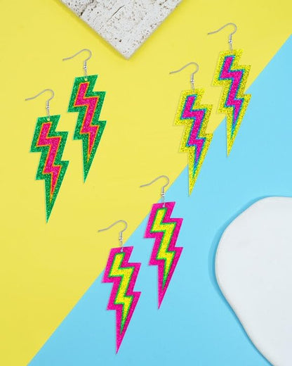 80s 90s Earrings for Women Colorful Lightning Acrylic Drop Earrings Neon Earrings Bulk for 80's 90's Outfit Glow Party Halloween 80s Accessories Jewelry