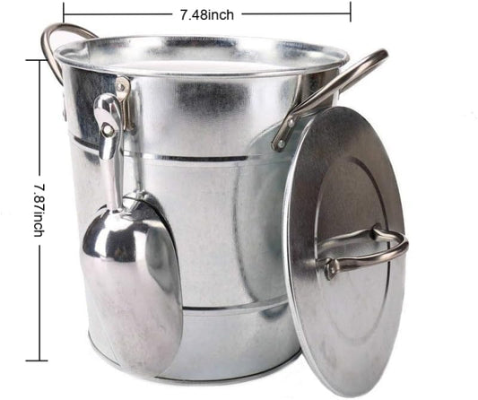 4L Double Walled Insulated Ice Bucket with Lid & Scoop, Silver Ice Bucket for Parties & Bar - Portable Beverage Tub w/Carry Handles, Indoor/Outdoor Wine Chiller