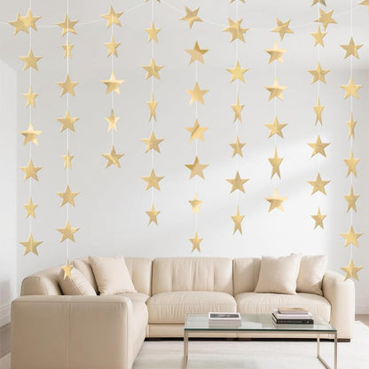 Iridescent Shining Star Hanging Garland Iridescent Hanging Sparkling Star Streamer Glitter Bunting Banner Twinkle Backdrop for Wedding Baby Shower Birthday Christmas Decorations 40 Feet