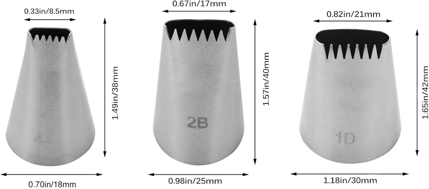 Piping Tips For Cake Decorating, Stainless Steel Icing Piping Nozzles For Pastry Fondant Decorating Tools (C)