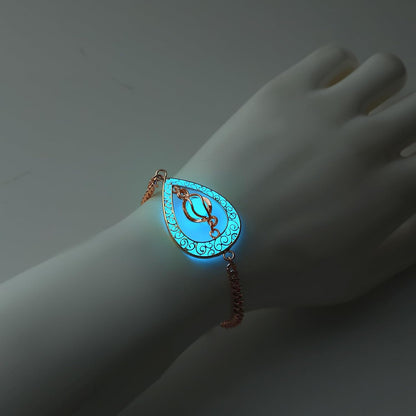 EEQQBZ Glow in The Dark Silver Teardrop shape bracelets,Fantasy Glowing Jewelry bracelets