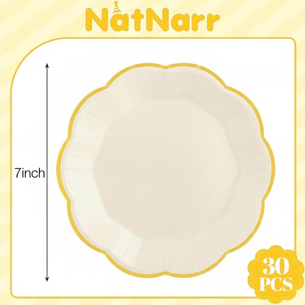 NatNarr 30 Pcs Sage Green Paper Plates, 7 Inch Scalloped Paper Plates Small Dessert Cake Plate Cute Party Plate Disposable Sage Greens Party Supplies for Wedding, Baby Bridal Shower, Birthday