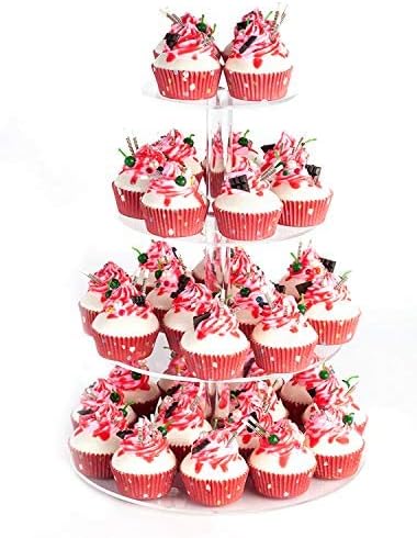 YestBuy Cupcake Stand, 6 Tier Large Cupcake Tower Display, Round Cupcake Holder, Acrylic Dessert Stand, Pastry Display Tree for Party, Wedding, Baby Shower