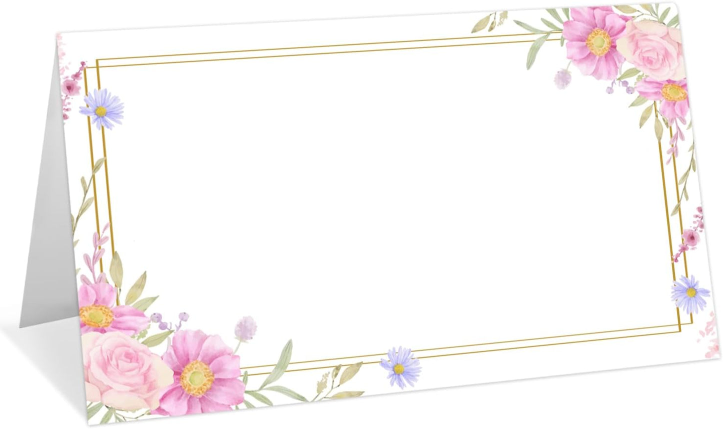 Gold Foil Place Cards for Table Setting, Printable Tent Cards for Food Buffet, Name Card for Wedding Banquet, Bridal Shower, Baby Shower, Birthday Party Decorations (25 Pack)-07