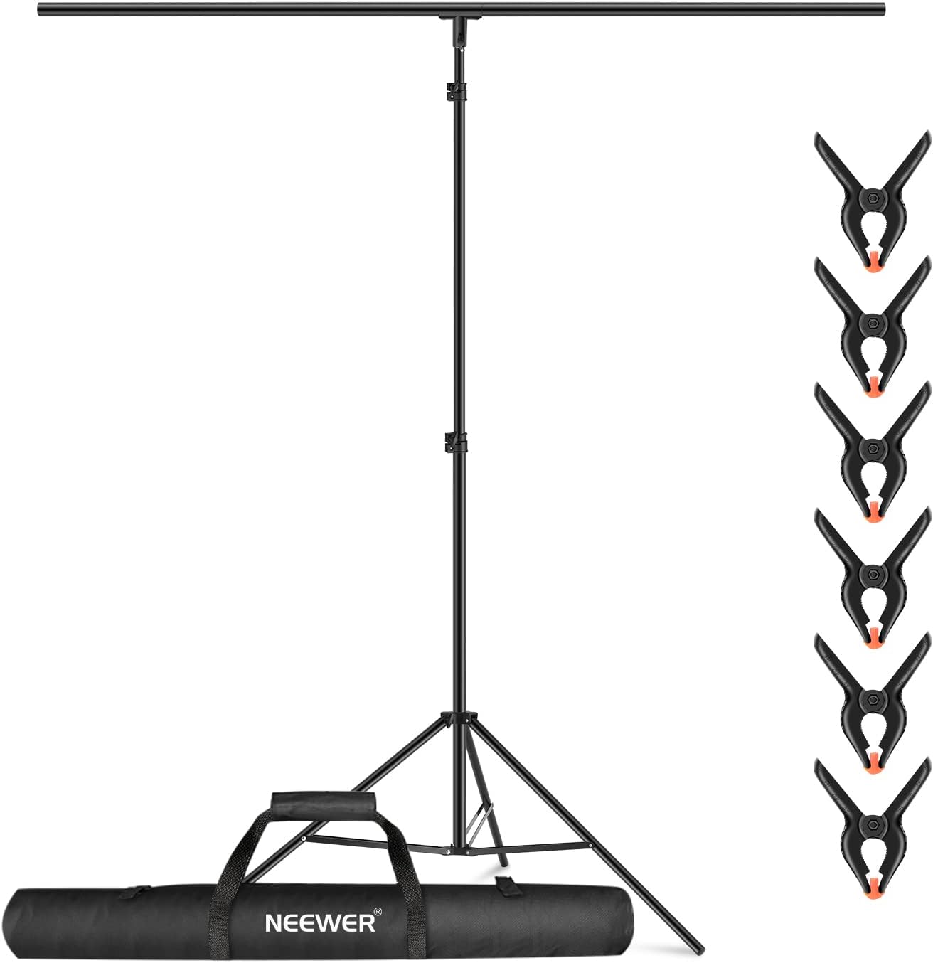 Neewer Photo Studio Backdrop Support System, 10ft/3m Wide 6.6ft/2m High Adjustable Background Stand with 4 Crossbars, 6 Backdrop Clamps, 2 Sandbags, and Carrying Bag for Portrait & Studio Photography
