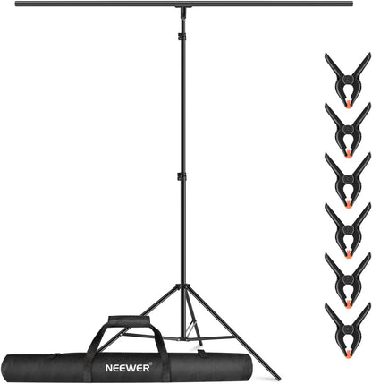 Neewer Photo Studio Backdrop Support System, 10ft/3m Wide 6.6ft/2m High Adjustable Background Stand with 4 Crossbars, 6 Backdrop Clamps, 2 Sandbags, and Carrying Bag for Portrait & Studio Photography