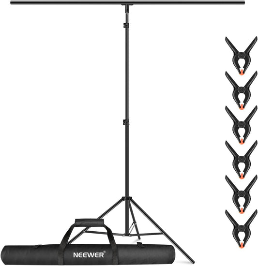Neewer Photo Studio Backdrop Support System, 10ft/3m Wide 6.6ft/2m High Adjustable Background Stand with 4 Crossbars, 6 Backdrop Clamps, 2 Sandbags, and Carrying Bag for Portrait & Studio Photography