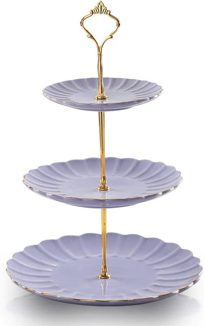 Sweejar 3 Tier Ceramic Cake Stand Wedding, Dessert Cupcake Stand for Tea Party Serving Platter (White)