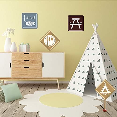 Blulu Camping Themed Party Decorations Set, Big Size Laminated Sign Cutouts, Camping Party Banner Welcome Porch Sign for Themed Birthday Decorations