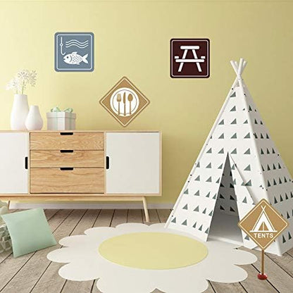 Blulu Camping Themed Party Decorations Set, Big Size Laminated Sign Cutouts, Camping Party Banner Welcome Porch Sign for Themed Birthday Decorations