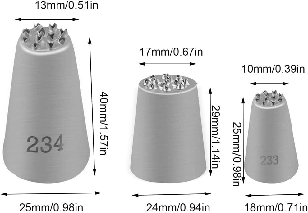 Icing Piping Tip Set,3 Large Decorating Tips Stainless Steel,DIY Cream Rose Flower Piping Tips,Cupcake Pastry Tips for Cake Decorating(1M 2D 2F)