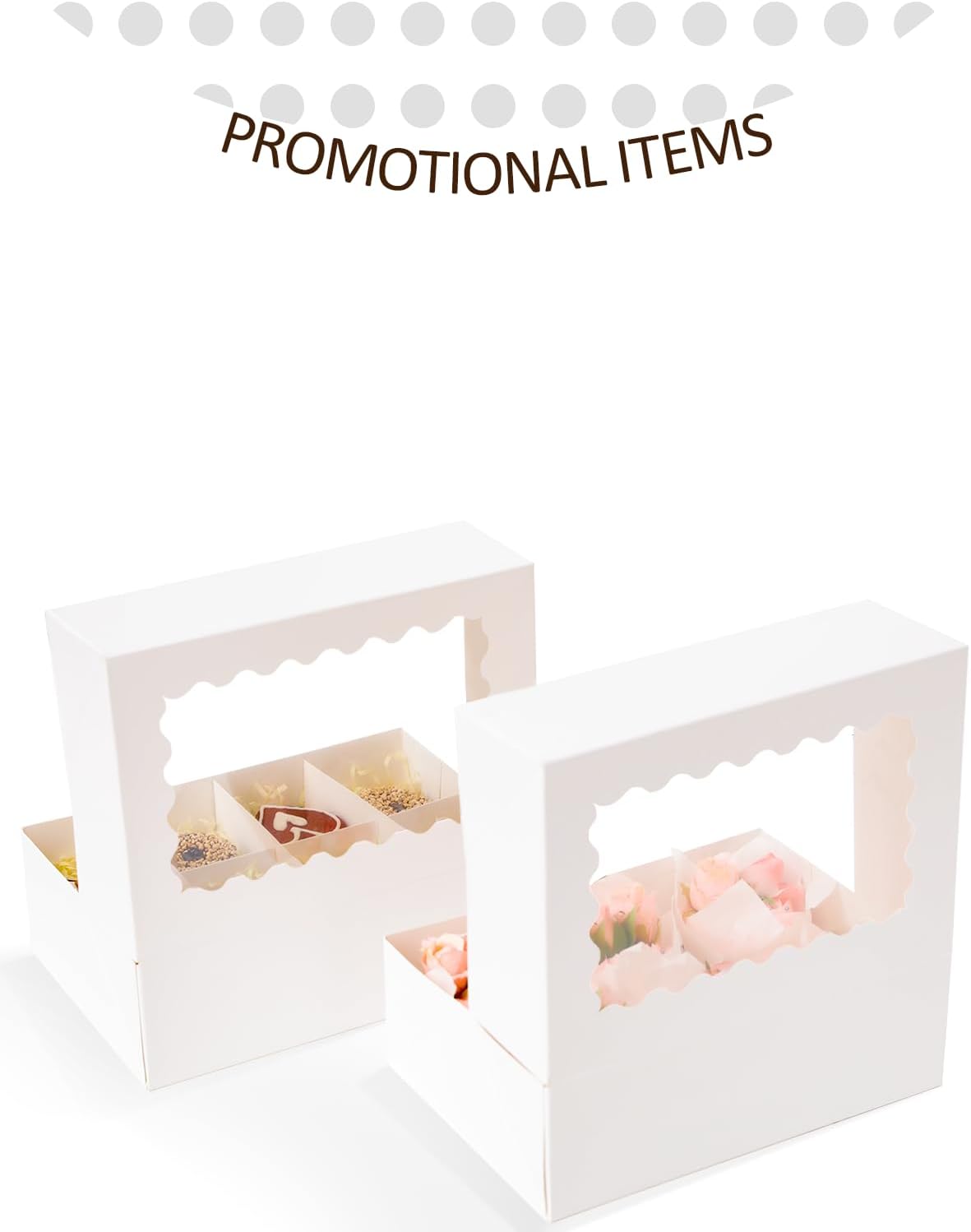 qiqee White 6 Cupcake Boxes with Window Auto-pop up 30 Packs Cupcake Box 9.4"x6.1"x3.3" Bakery Boxes For Cupcakes Carrier, Cupcake Containers
