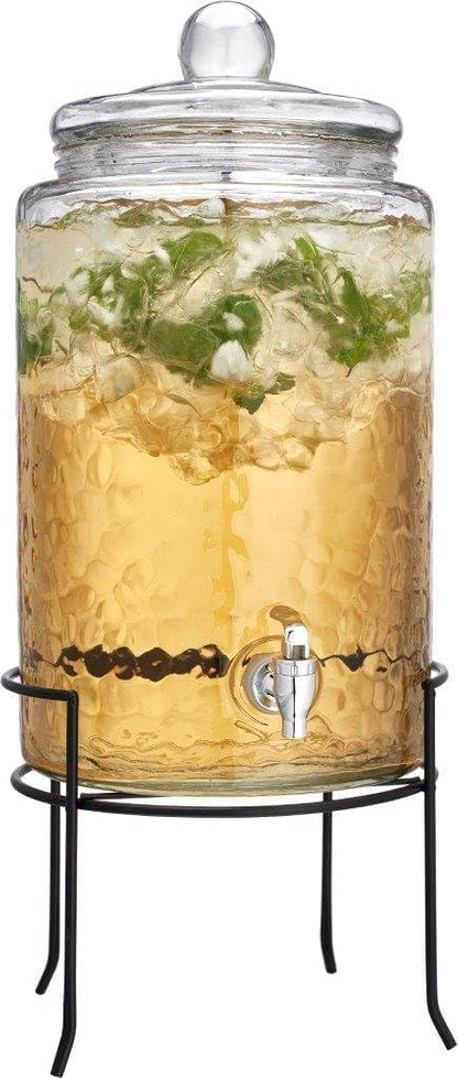 1.5 Gallon Glass Drink Dispenser for Parties 3 PACK Beverage Dispensers with Stand, Glass Water Jug Dispenser, with 18/8 Stainless Steel Spigot, Great for Party, Wedding, Picnic, BBQ Wicker Design