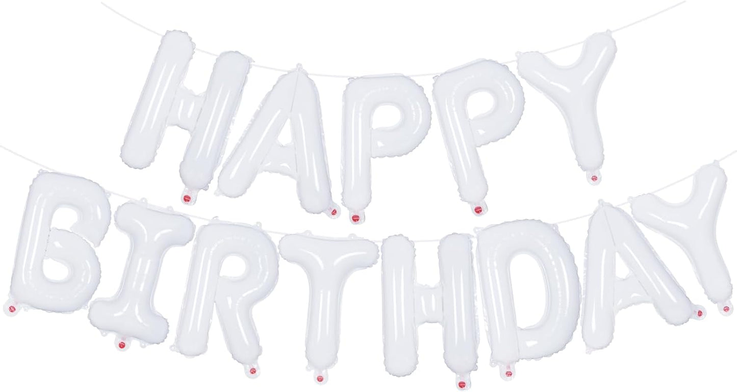 Happy Birthday Balloons Banner, Foil Balloon Personalized Name Letters Balloons Sign Birthday Party Decorations for Women Men Boys Girls Cream