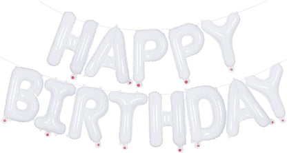 Happy Birthday Balloons Banner, Foil Balloon Personalized Name Letters Balloons Sign Birthday Party Decorations for Women Men Boys Girls Cream
