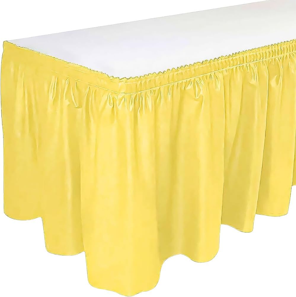 Party Dimensions Plastic Table Skirt, 29-Inches by 14-Feet - White - 6 Pack
