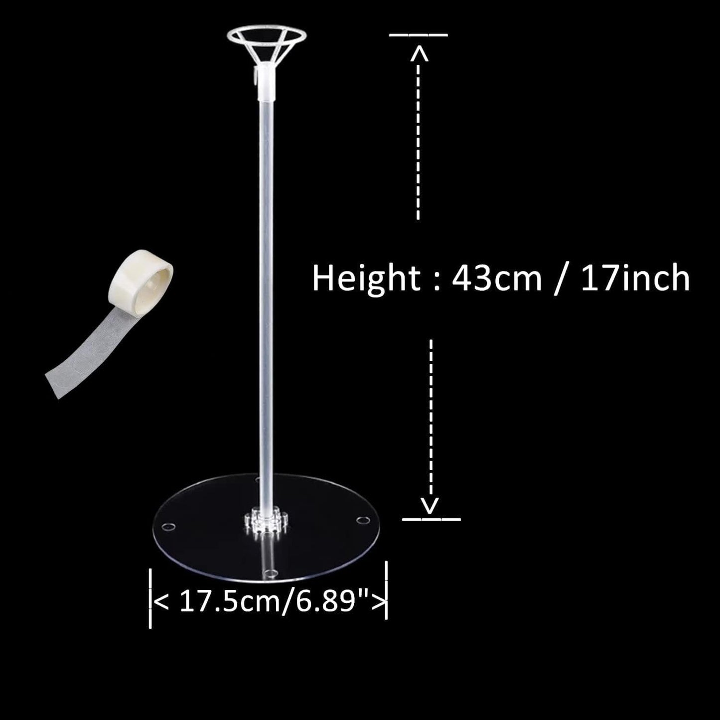 Balloon Sticks with Base, 10 Pack 17"Tall Clear Balloon Stick Stands Holder for Table Top Centerpieces for 10 to 24 inch Balloons Banquet Decor for Birthday /Wedding / Thanksgiving /Bridal Shower Party