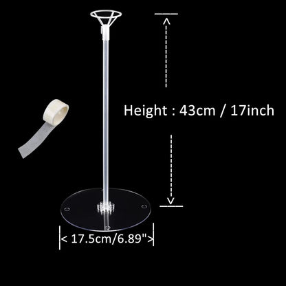 Balloon Sticks with Base, 10 Pack 17"Tall Clear Balloon Stick Stands Holder for Table Top Centerpieces for 10 to 24 inch Balloons Banquet Decor for Birthday /Wedding / Thanksgiving /Bridal Shower Party