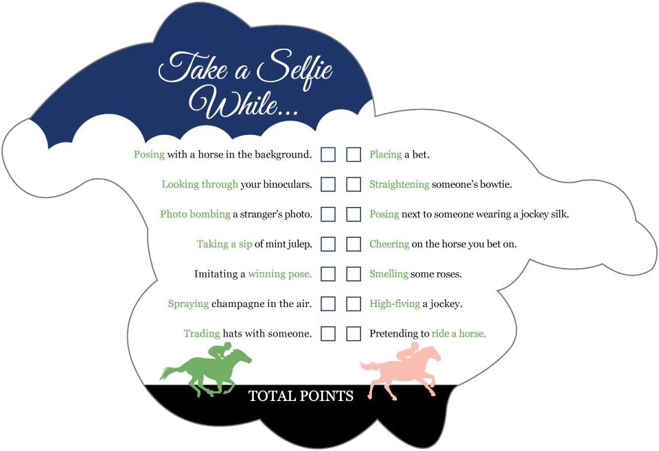 Big Dot of Happiness Kentucky Horse Derby - Selfie Scavenger Hunt - Race Party Game - Set of 12