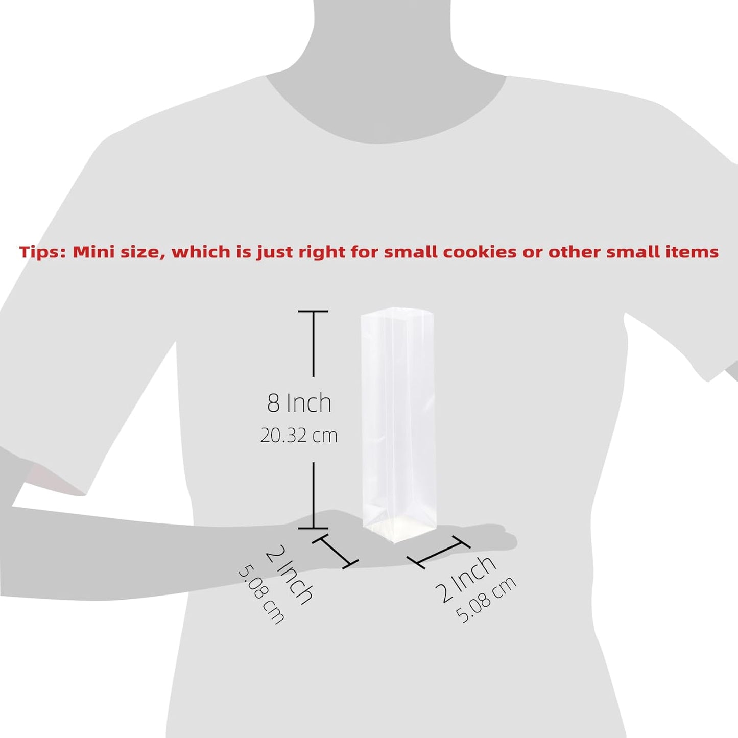 Gusseted Flat Bottom Cellophane Bags with Paper Insert 50Pcs 4x2x8 Inches Smore Bags