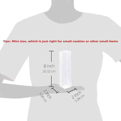 Gusseted Flat Bottom Cellophane Bags with Paper Insert 50Pcs 4x2x8 Inches Smore Bags
