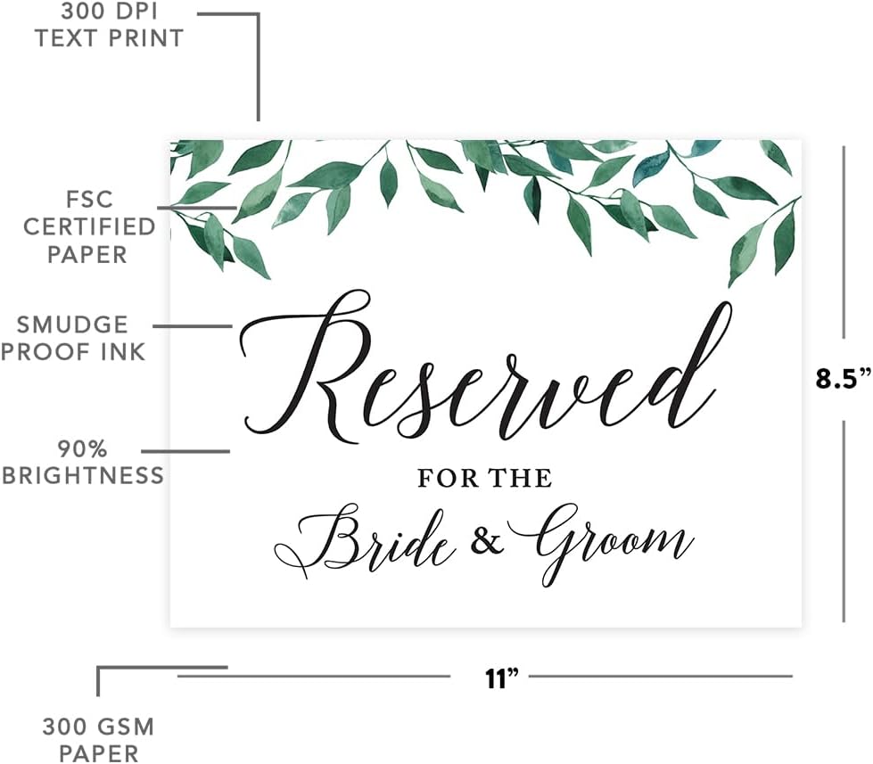 Andaz Press Wedding Party Signs, Natural Greenery Green Leaves, 8.5x11-inch, Bridal Shower Scavenger Hunt, 1-Pack - Colors B