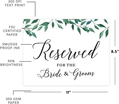 Andaz Press Wedding Party Signs, Natural Greenery Green Leaves, 8.5x11-inch, Bridal Shower Scavenger Hunt, 1-Pack - Colors B