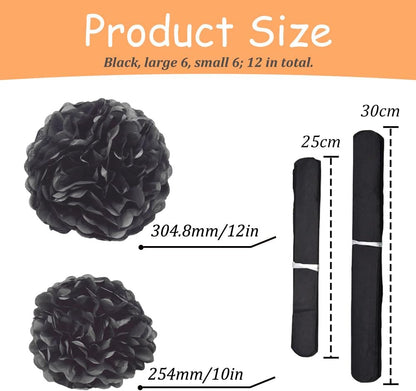 Yosawa 12 Pcs Tissue Paper Pom Poms Flowers,10''12''Paper Flower Party Decorations for Wedding Birthday Baby Shower Baby Girl Room Nursery Decoration（Sky Blue/ZH）