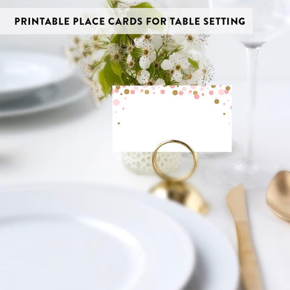 Andaz Press Blush Pink Gold Glitter Girl Baby Shower, Printable Table Tent Place Cards, 20-Pack, Seat Placement Cards Blank Place Cards For Table Settings Name Cards for Wedding, Graduation Food Cards - Colors A