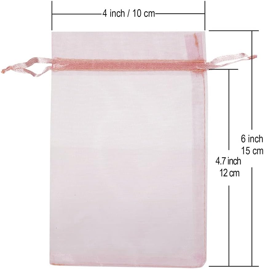 HRX Package 100pcs White Organza Bags, 4x6 inch Mesh Bags Drawstring Gift Bags Jewelry Pouches for Candy Wedding Favors Christmas
