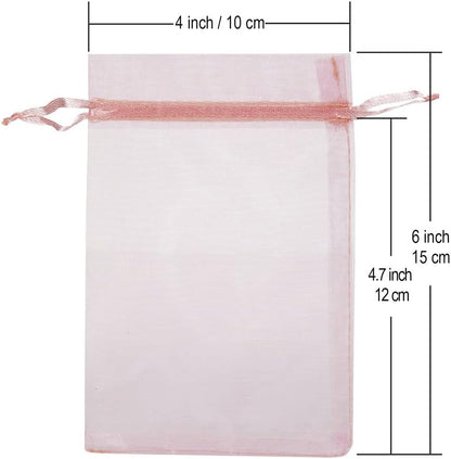 HRX Package 100pcs White Organza Bags, 4x6 inch Mesh Bags Drawstring Gift Bags Jewelry Pouches for Candy Wedding Favors Christmas