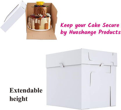 Tall Cake Boxes for Tier Cakes,10x10x12 Inch [3Pack ] Thick Sturdy Cake Box with Window, Layer Cake Carrier,Disposable Cake Containers