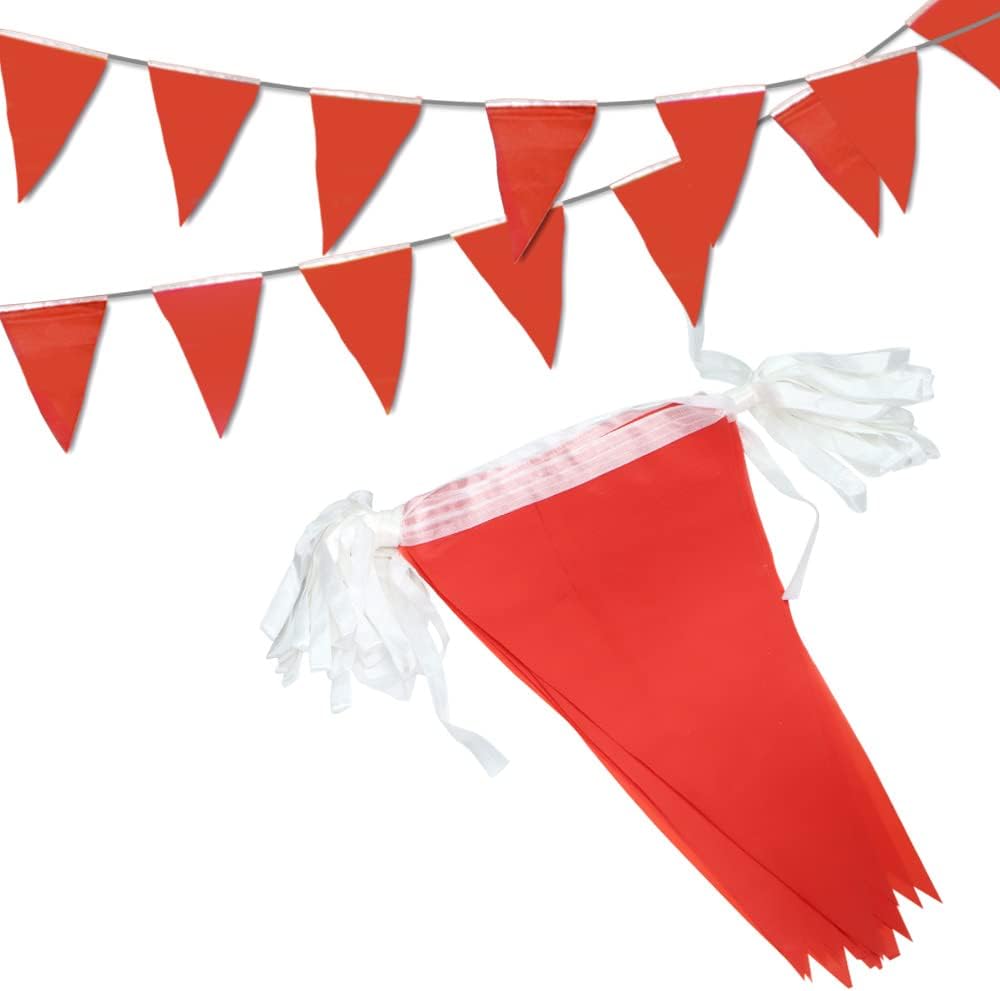 Novelty Place 100 Feet Pennant Banner - 75 Multicolor Bunting Flags (7x11 Inches) - Birthday Party Grand Opening Christmas Decorations