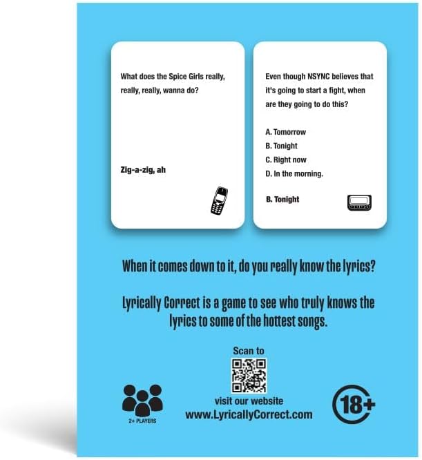 Lyrically Correct '90s & 2000s Music Trivia Card Game - Hip Hop and R&B Edition - Finish the Lyrics Challenge, Fun for Adults, Party or Family Night