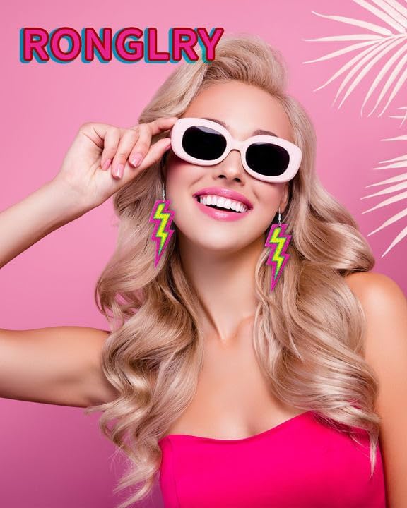 80s 90s Earrings for Women Colorful Lightning Acrylic Drop Earrings Neon Earrings Bulk for 80's 90's Outfit Glow Party Halloween 80s Accessories Jewelry