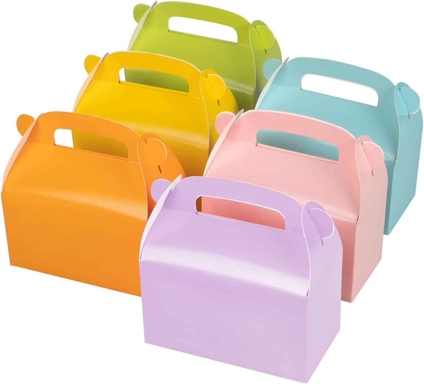 30-Pack Yellow Party Favor Treat Boxes, Goodie Candy Box, Gable Paper Gift Boxes with Handles Perfect for Construction and Chic Yellow Submarine Party Decoration Supplies